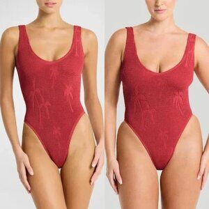 New Bond-Eye Mara Palm Tree Mineral Red One Piece Swimsuit NWT One Size